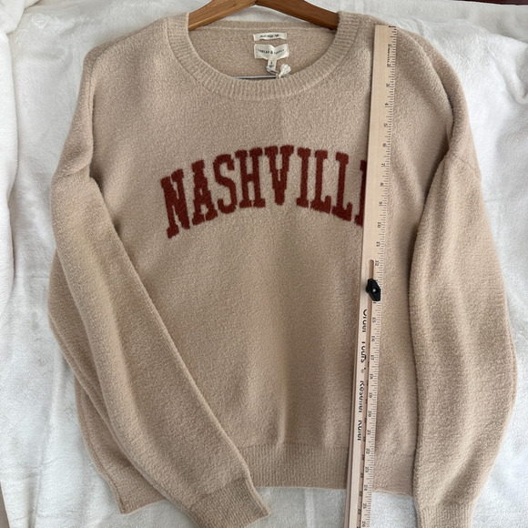 Thread & Supply Nashville Sweater Womens Large Beige Sand Cozy Soft Fuzzy Lounge - Picture 7 of 12